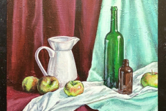 Stilleben med flasker og kande